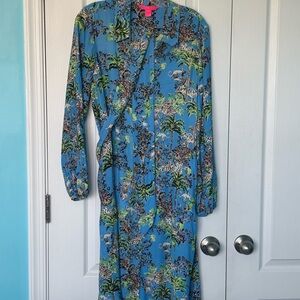 Lilly Pulitzer Blue Safari  Long Sleeve Dress